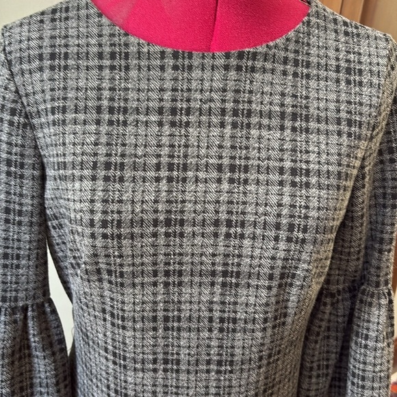 Ralph Lauren  Dress  Midi  Crew neck 3/4 sleeves  black/gray plaid  stretch NWOT - Picture 4 of 16